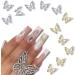 Silver Butterfly Nail Charms+Dual Head Nail Cuticle Pusher 3D Nail Charms Butterflies Shape Nail Gems Butterfly Decorations Alloy Butterfly Nail Art Charms Supplies DIY Manicure Design - Buy Online on GoSupps.com