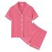 SWOMOG Unisex Girls Boys Modal Pyjamas Set Button-Down PJs Short Sleeve Sleepwear Two-Piece Lounge Sets 12-13 Years Coral