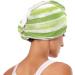 Green Stripe Hair Towel 2 Pack - Super Absorbent Quick Dry Hair Turbans for Women & Girls | Fast International Shipping - Buy Online on GoSupps.com