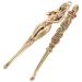 SEWACC 2pcs Brass Ear Spoon Mini Tiny Sampling Spoons Mini Shovel Copper Female Figurine Lab Spatula Necklace Pendant Charms Keychain for Earwax Removal Scoop