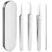 JIEYAO 4-Piece Tweezers Set for Removing Blackheads Pimple Ejector Tool Set Blackhead Extractor Tweezers for Whiteheads Blemishes Comedones Make-Up Tool Made of Stainless Steel