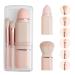 Retractable Brush For Travel Makeup - 8 in 1 Travel Loose Powder Brush, Angled Brush, Eyeshadow Brush, Beauty Sponge, Foundation Blending Lip Brush Portable Makeup Brushes Sets Pink