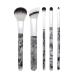 MODA Smoke Show 5pc Full Face Makeup Brush Set Includes - Powder Blender Shader Smoky Eye & Lip Brushes Black