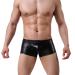 Duohropke men's shine metallic shorts hot pants leather optics boxer shorts trunks glitter beach swimming shorts sport gym jogger short trousers l 01 black