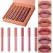Lipstick Matte Lipstick Liquid Makeup Set  6Pcs Long-Lasting Wear Non-Stick Cup Not Fade Waterproof Velvet Lip Gloss Kit  Lip Makeup Gift Sets for Girls and Women Nude Colors