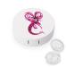 Heart Ribbon Out Breast Cancer Awareness Contact Lens Travel Kit Portable Cute Contact Box with Mirror for Daily Outdoor