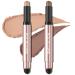 FOCALLURE 2PCS No Crease Eyeshadow Stick Shimmer and Matte Cream Eyeshadow Pencil Crayon Long Lasting Waterproof Eye Brightener Stick With Blending Brush Nudist