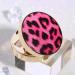 Pink Leopard Print Contact Lens Case Portable Contact Lens Case Contact Lens Case Set with Mirror Tweezers Wearing Stick Suitable for Daily Travel and Contact Lens Storage (Round)