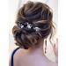 Latious Bride Wedding Hair Pins Pearl Bridal Hair Piece Blue Crystal Hair Clips Rhinestones Hair Accessories for Women and Girls ( Pack of 3) (Silver)