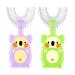 Children U-shaped toothbrush 2 pieces of children's toothbrush and shape 360 degrees toothbrush for the whole mouth silicone children's toothbrush and form 2-4 years (purple + green)