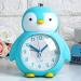 EXQUILEG Children's Alarm Clock Penguin Analogue Alarm Clock with Alarm Snooze and Light without Ticking for Girls and Boys (Blue)