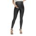 HOFISH Faux Leather Leggings Over The Belly High Waist Yoga Pants Workout Leggings Comfy Tights Black Medium