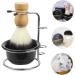 Minkissy Shaving Foam Shell Clips Set | Metal Shaving Brush & Cup with Stand | Body Care & Hairdresser Accessories | Travel-Friendly | 12x8.5cm Black - Buy Online on GoSupps.com