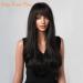 Honybia Black Wig with Bangs - Natural Synthetic Wavy Curly Heat-Resistant Hair for Women | Ideal for Costumes Carnival & Theme Parties - Buy Online on GoSupps.com