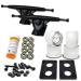 Yocaher Longboard Skateboard Trucks Wheels Combo Set 71mm Wheels + 7"/180mm Heavy Duty Aluminum Black Trucks, Bearing, Riser Pad, and Skateboard Longboard Cruiser Hardware Clear