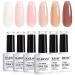 RARJSM Nude Sheer Jelly Pink Gel Nail Polish Set of 6 Transparent Colors LED UV Gel Soak Off Clear Taffy Brown Milky White French Manicure Nail Gel Polish Varnish Curing Requires 7.5ml for Home Salon Classical Pink Set