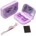 3 Tier Eyelash Storage Case Lash Dime Organizer Holder Box with Mirror Makeup Cosmetic Travel Case Empty and Eyelash Tweezer False Lash Container (Purple) Taro Purple