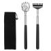 2 Pack Portable Extendable Back Scratcher - Backscratchers for Men Women - Metal Stainless Steel Telescoping Massage Tool with Carrying Bag (Black)