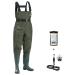 FISHINGSIR HISEA Fishing Waders for Men with Boots Womens Chest Waders Waterproof for Hunting with Boot Hanger Green M8/W10