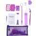 Dinntty 8 parts/set oral cleaning care dental teeth orthodontic kits bleaching tool portable outdoor suit interdental brush oral care purple