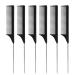 Rat Tail Comb Hair Comb 6 Packs Steel Pin Rat Tail Carbon Fiber Heat Resistant Teasing Combs with Stainless Steel Pintail for Hair Rat tail Combs Salon or Home Supplies (Black) Black-6pcs