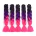 Showjarlly Jumbo Braid Artificial Hair - 24-Inch Ombre Kanekalon Extensions (5 Pack) for Crochet & Box Braids - Black Purple Peach - Buy Online on GoSupps.com