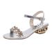 XTZYGLFD Fashion Women Crystal Sandals Bohemian Sandals Summer Ladies Sandal Slippers for Women Silver 6 UK