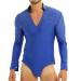 YiZYiF Men's Sequins V Neck Dance Shirts Unitard Ballroom Modern Latin Long Sleeve Dancewear Zip Front Blue Medium
