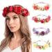 Wiwpar Red Rose Floral Crown Headband for Women - Adjustable Flower Hair Wreath Garland - Buy Online on GoSupps.com