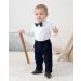 Baby Boy Formal Tuxedo Clothing Set | Amissz Gentleman Romper Outfit | Dark Blue | 3-6 Months - Buy Online on GoSupps.com