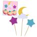 Garneck 24pcs Cake Decorations Moon Decor Cake Toppers Creative Toppers Cake Decoration Toppers Wooden Decoration Toppers Portable Insert Card
