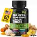 Turmeric Curcumin Supplement with BioPerine & Garlic - 2360mg High Potency Turmeric Ginger Root Capsules for Joint Support Immune Health & Anti Inflammatory - 60 Veggie Caps