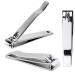3pcs Large Beauticom Stainless Steel Straight Nail Clipper - Professional Ultra Sharp Sturdy Silver Finger Nail and Toe Nail Cutters for Acrylic Nails Grooming Manicure 3 Pieces Straight Edge