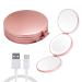 MIYADIVA Led Compact Mirror with Lights and Magnification  Small 1X 5X 20X Travel Magnifying Mirror  4 Pocket Mirror for Women  Portable  Dimmable  Beauty Gift