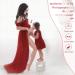 FEOYA Maxi Maternity Dress Chiffon Lace Strapless Gown | Red | Split Front | Photography | Full Length - Buy Online on GoSupps.com