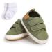 Baby Girls Boys Sneakers Toddler Shoes PU Leather First Walking Shoes Anti-Slip Infant Newborn Prewalker Sneakers for 0-18 Months with Sock 0-6 Months Green