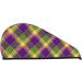 Microfiber Hair Drying Cap - Mardi Gras Plaid Soft Absorbent Towel Wrap for Curly Long & Thick Hair | Quick Dry Fast Drying - Buy Online on GoSupps.com