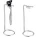 2 Pieces Safety Razor Stand Metal Brush Shaving Holder Men's Razor Stand Silver Beard Shaving Holder with Non-slip Base for Men Skin Care Accessories