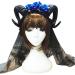 amangul Halloween Gothic Mesh Veil Headband Sheep Horn Rose Flower Chain Crown Hair Hoop(Blue) - Buy Online on GoSupps.com