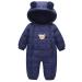 Happy Cherry Baby Infant Toddler Jumpsuit Snowsuit Cartoon Hooded Romper Footie Pajamas Bear-navy Blue 12-18 Months
