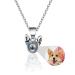 Personalized photo necklace projection chain with picture in stone dog ears trailer dog charms i love you necklace 100 languages memorial pet gift for dog mom dog lovers silver