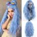 Green mirn Wellig Aqual Blue Lace Front wigs for women side part 13x3 lace with smooth heat -resistant black synthetic hair 24in (Aqua Blue Lace Front WIG)