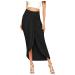 Sanahy Women's Casual Slit Wrap Asymmetrical Elastic High Waist Maxi Draped Skirt Casual Boho Summer Beach Midi Wrap Skirts Black L