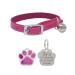 JK Leather Cat Collar Safety Elastic Bell & Engraved Glitter Tag (Pink)