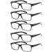 NORPERWIS Reading Glasses Spring Hinge for Women and men Blue Light Blocking Square Eyeglasses 5 Pack Black-1 2.5 x