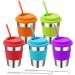 Rommeka Stainless Steel Kids Cups 5 Pack Colorful Drinking Tumbler Sippy Cup with Silicone Lids and Straws Metal Mugs for Toddlers Children and Adults - 12oz Silicone Lids + Silicone Straws / 5 Color