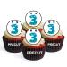 PRECUT Monster 3rd Birthday Edible Cupcake Toppers - Monster Numbers Theme Premium Thickness SWEETENED VANILLA - wafer card disc cake decorations (Pack of 24)