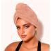 NuMe x Noa Kirel Hair Towel Microfiber Ultra Absorbent Fast Drying Soft Wrap Towel with ElasticLoop Closure No Frizz and Friction Hair Cap for Wet Curly Long Thick Hair Rose Gold