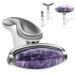 Jade Facial Roller Jade Face Roller Massager with 3 Interchangeable Heads for Women Routine Skin Care Reduce Puffiness Wrinkling Rejuvenate Skin (Purple + Silver Black) Purple Crystal Roller+ Silver Black Handle