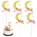 6pcs Crescent Moon Glitter Cupcake Toppers - Cake Decorations - Party Decor Celebration Ramadan Eid Cake Decorations